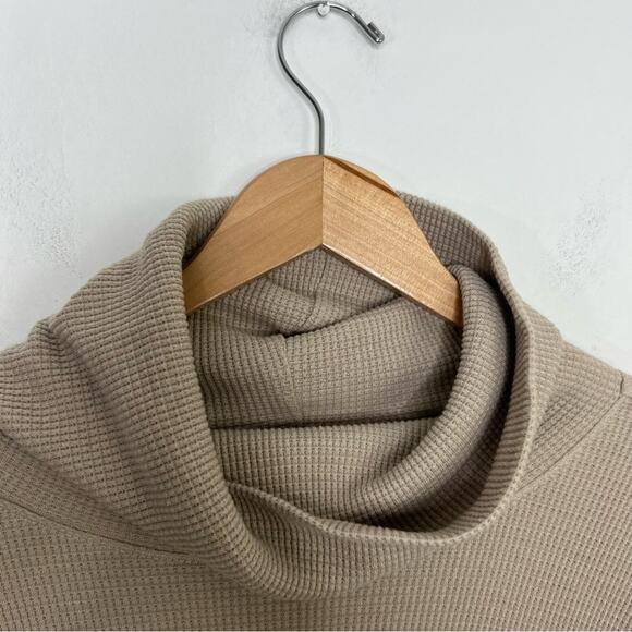 BABATON The Group Cream Thermal Cowl Neck Waffle Knit Long Sleeve Top Sz Small - Picture 4 of 14